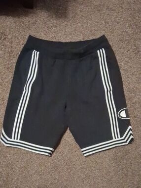 Champion Black Shorts with White Triple Stripes